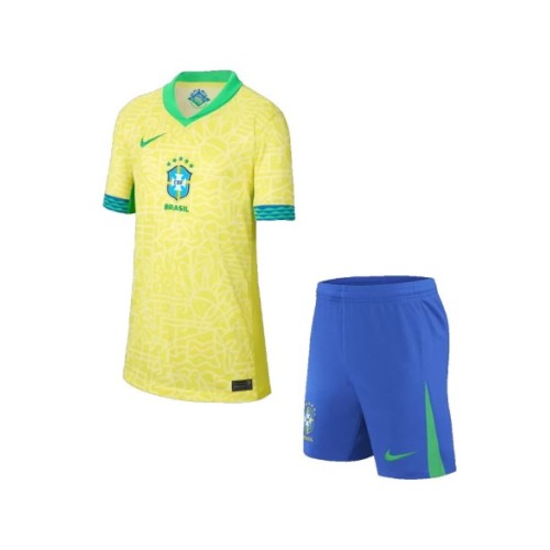 Kit de camiseta local de Brasil 2024 para niños (camiseta + pantalones cortos)