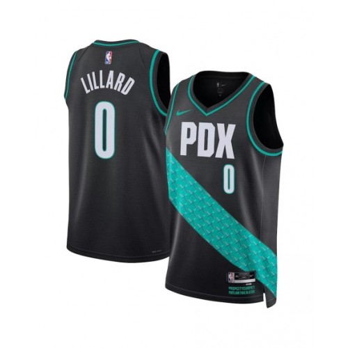 Camiseta Nike negra 22/23 Swingman Damian Lillard #0 de los Portland Trail Blazers para hombre - Edición City