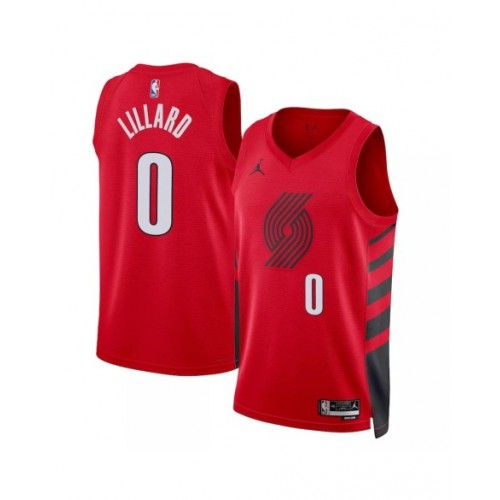 Camiseta de hombre Portland Trail Blazers Damian Lillard #0 Jordan Red 22/23 Swingman - Edición Statement