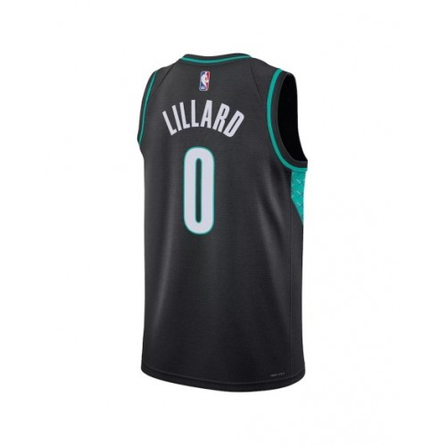 Camiseta Nike negra 22/23 Swingman Damian Lillard #0 de los Portland Trail Blazers para hombre - Edición City