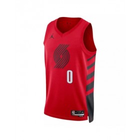 Camiseta de hombre Portland Trail Blazers Damian Lillard #0 Jordan Red 22/23 Swingman - Edición Statement