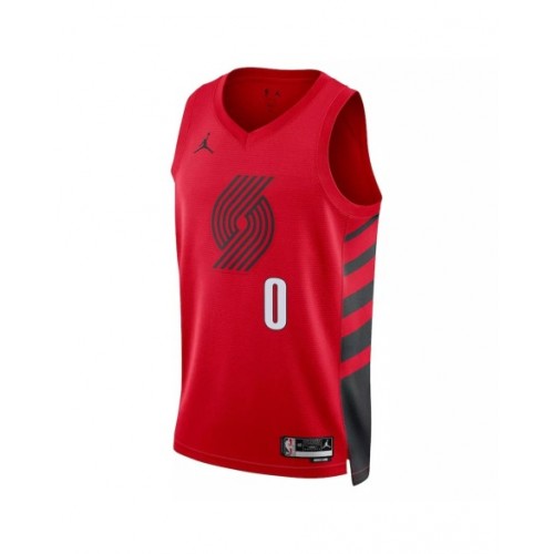 Camiseta de hombre Portland Trail Blazers Damian Lillard #0 Jordan Red 22/23 Swingman - Edición Statement