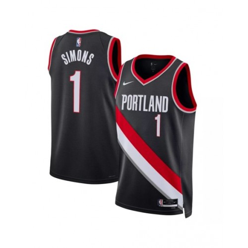 Camiseta de hombre Portland Trail Blazers Anfernee Simons #1 Swingman 2022/23 negra - Edición Icon