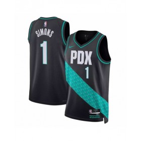 Camiseta Nike negra 22/23 Swingman Anfernee Simons #1 de los Portland Trail Blazers para hombre - Edición City