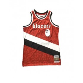 Camiseta de baloncesto roja ABC Swingman de BAPE x Mitchell & Ness Blazers