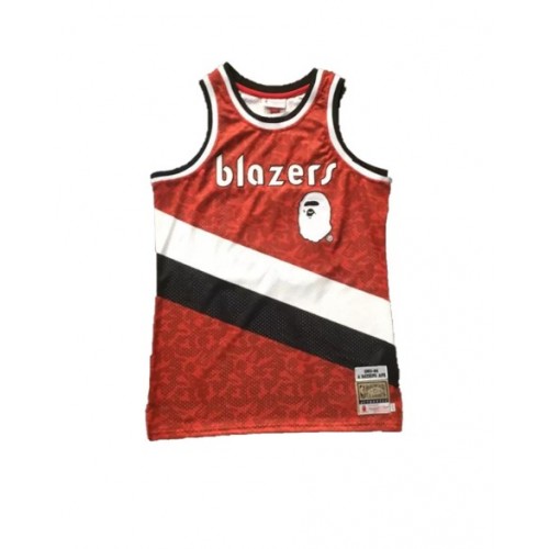 Camiseta de baloncesto roja ABC Swingman de BAPE x Mitchell & Ness Blazers