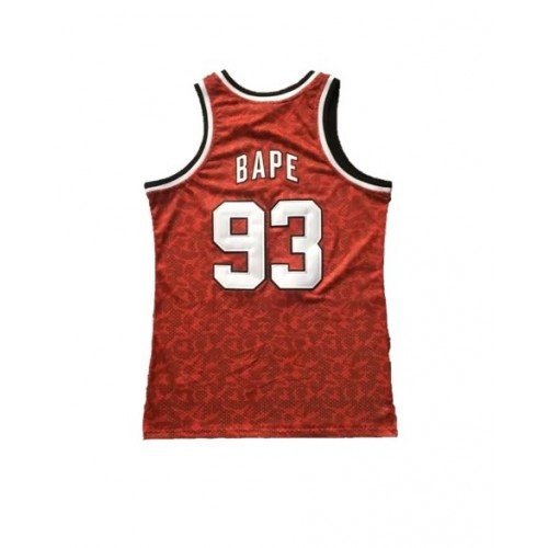 Camiseta de baloncesto roja ABC Swingman de BAPE x Mitchell & Ness Blazers