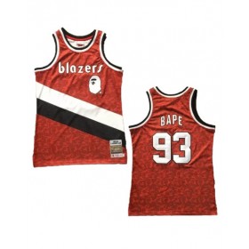 Camiseta de baloncesto roja ABC Swingman de BAPE x Mitchell & Ness Blazers