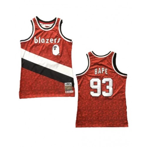 Camiseta de baloncesto roja ABC Swingman de BAPE x Mitchell & Ness Blazers