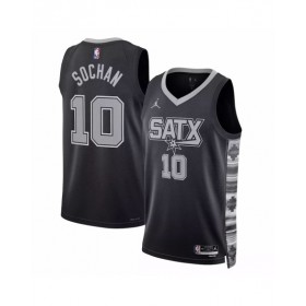 Camiseta de hombre Jordan Brand Jeremy Sochan #10 de los San Antonio Spurs 2022/23 Swingman negra - Edición Statement