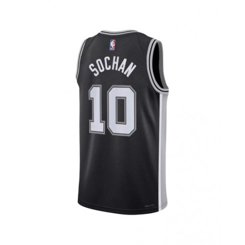 Camiseta Nike negra 2022/23 Swingman Jeremy Sochan #10 de los San Antonio Spurs para hombre - Edición Icon