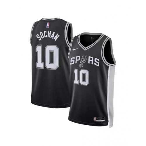 Camiseta Nike negra 2022/23 Swingman Jeremy Sochan #10 de los San Antonio Spurs para hombre - Edición Icon