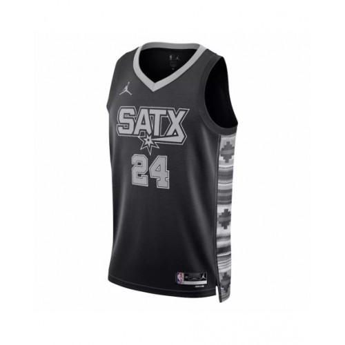 Camiseta de hombre San Antonio Spurs Devin Vassell #24 Jordan Brand Swingman negra 2022/23 - Edición Statement