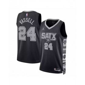 Camiseta de hombre San Antonio Spurs Devin Vassell #24 Jordan Brand Swingman negra 2022/23 - Edición Statement