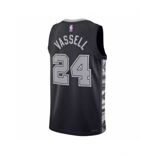 Camiseta de hombre San Antonio Spurs Devin Vassell #24 Jordan Brand Swingman negra 2022/23 - Edición Statement