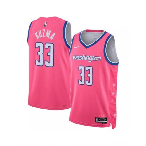 Camiseta Nike rosa Swingman Kyle Kuzma #33 de los Washington Wizards 2022/23 para hombre - Edición City