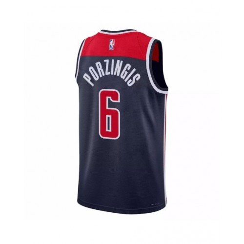 Camiseta Swingman de la marca Jordan en azul marino 2022/23 de los Washington Wizards Kristaps Porzingis #6 para hombre - Edición Statement