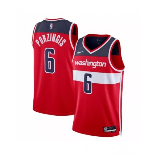 Camiseta Nike roja Swingman Kristaps Porzingis #6 2022/23 de los Washington Wizards para hombre - Edición Icon