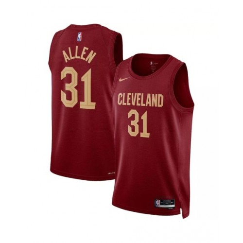 Camiseta Nike Swingman Jarrett Allen #31 de los Cleveland Cavaliers para hombre, edición Icon, color vino 2022/23