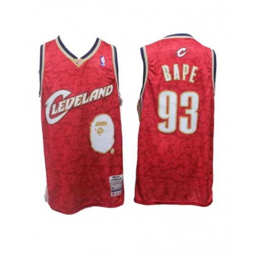 Camiseta de baloncesto roja ABC Swingman de los Cleveland Cavaliers de BAPE x Mitchell & Ness