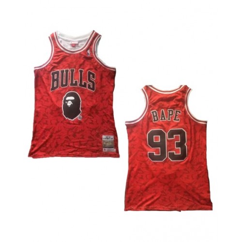 Camiseta de baloncesto roja ABC Swingman de BAPE x Mitchell & Ness Bulls