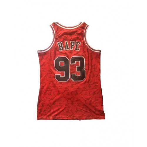 Camiseta de baloncesto roja ABC Swingman de BAPE x Mitchell & Ness Bulls