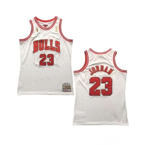 Camiseta de la NBA para hombre Jordan #23 de los Chicago Bulls de Mitchell & Ness, color blanco, 1996/97, Swingman