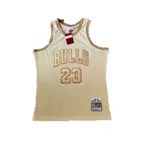 Camiseta de madera dorada Mitchell & Ness 1997-98 de los Chicago Bulls Michael Jordan #23 para hombre - Edición Midas