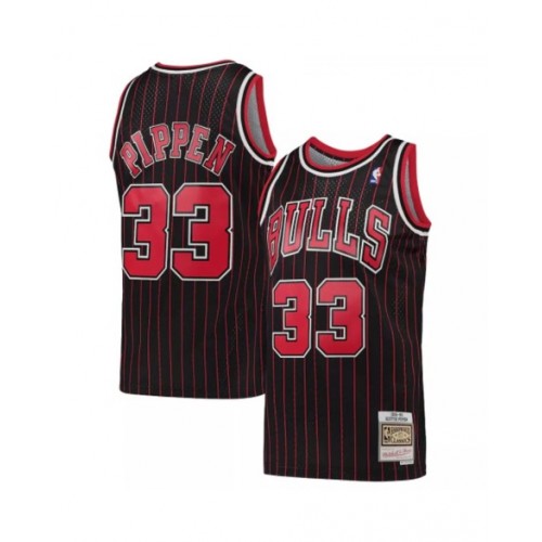 Camiseta de hombre Scottie Pippen #33 de los Chicago Bulls de Mitchell & Ness Hardwood Classics 95-96 Swingman negra