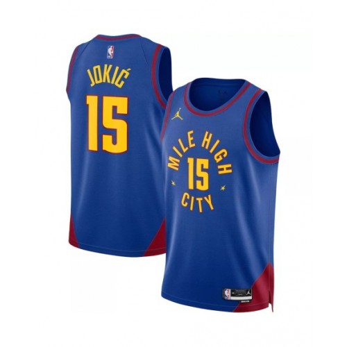 Camiseta de baloncesto azul 2022/23 Swingman de la marca Jordan Nikola Jokic #15 de los Denver Nuggets para hombre - Edición Statement