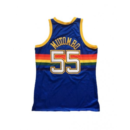 Camiseta Denver Nuggets Mutombo #55 Mitchell & Ness Azul 1991/92 Swingman NBA Hombre