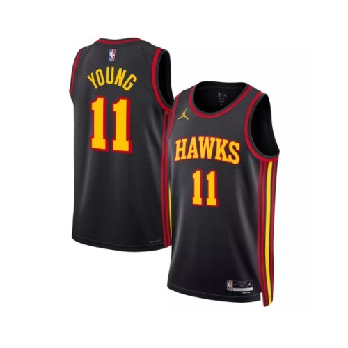 Camiseta Swingman de la edición Statement 2022/23 de Trae Young #11 de los Atlanta Hawks para hombre de Jordan Brand, color negro