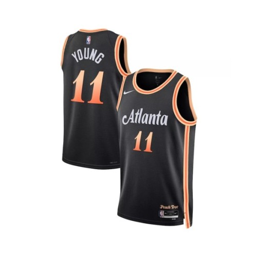 Camiseta Nike Swingman negra 2022/23 Trae Young #11 de los Atlanta Hawks para hombre - Edición City