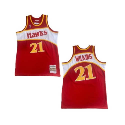 Camiseta de la NBA para hombre de Mitchell & Ness Wilkins #21 de los Atlanta Hawks, color rojo, 1986/87, Swingman