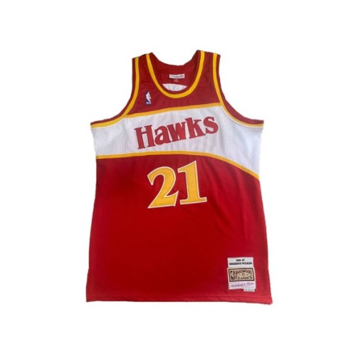 Camiseta de la NBA para hombre de Mitchell & Ness Wilkins #21 de los Atlanta Hawks, color rojo, 1986/87, Swingman