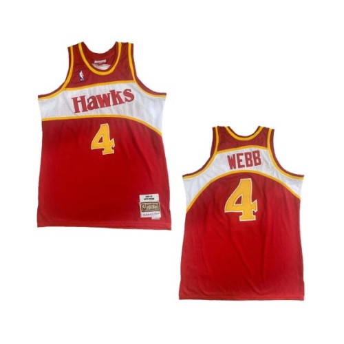 Camiseta de la NBA para hombre Mitchell & Ness Webb #4 de los Atlanta Hawks, color rojo, 1986/87, Swingman