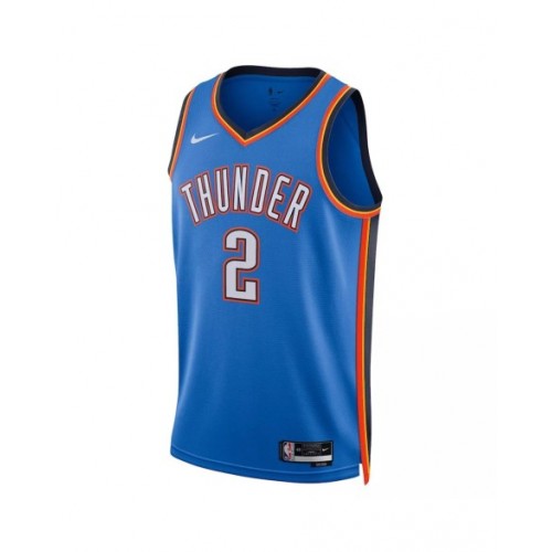 Camiseta Nike azul Swingman Shai Gilgeous-Alexander #2 2022/23 de Oklahoma City Thunder para hombre - Edición Icon