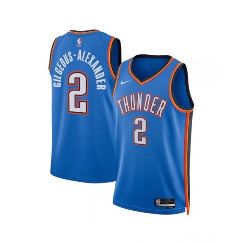 Camiseta Nike azul Swingman Shai Gilgeous-Alexander #2 2022/23 de Oklahoma City Thunder para hombre - Edición Icon