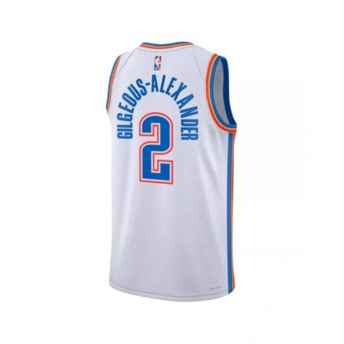 Camiseta Nike blanca Swingman Shai Gilgeous-Alexander #2 2022/23 de Oklahoma City Thunder para hombre - Edición de la asociación