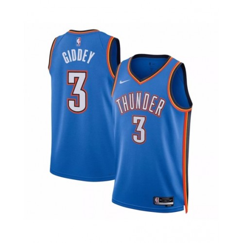 Camiseta Nike azul 2022/23 Swingman Josh Giddey #3 de Oklahoma City Thunder para hombre - Edición Icon