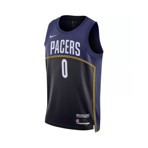 Camiseta Nike azul 2022/23 Swingman Tyrese Haliburton #0 de los Indiana Pacers para hombre - Edición City