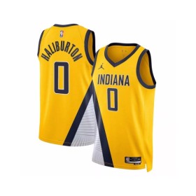 Camiseta de hombre Jordan Brand Tyrese Haliburton #0 de los Indiana Pacers 2022/23 Swingman amarilla - Edición Statement