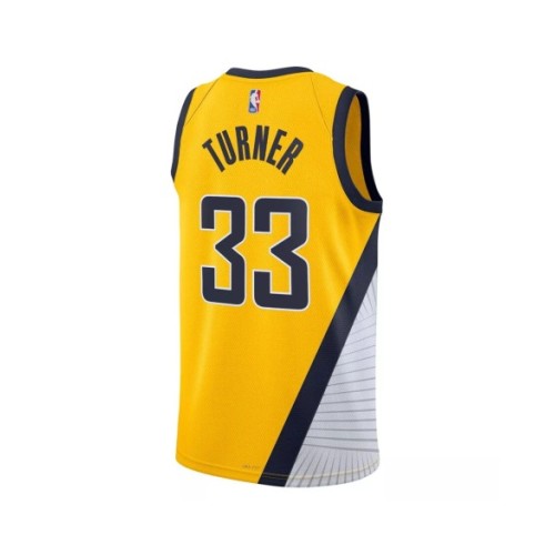 Camiseta de baloncesto Jordan Brand 2022/23 Swingman amarilla Myles Turner #33 de los Indiana Pacers para hombre - Edición Statement