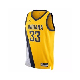 Camiseta de baloncesto Jordan Brand 2022/23 Swingman amarilla Myles Turner #33 de los Indiana Pacers para hombre - Edición Statement