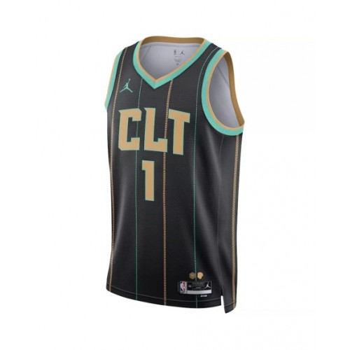 Camiseta de baloncesto negra LaMelo Ball #1 de los Charlotte Hornets 2022/23 de Jordan Brand Swingman - Edición City