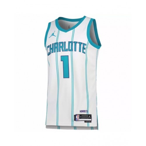 Camiseta de hombre Charlotte Hornets Ball #1 Swingman 22/23, edición de la asociación, color blanco