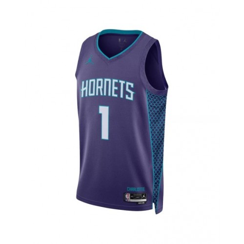 Camiseta de hombre Charlotte Hornets LaMelo Ball #1 violeta 22/23 Swingman - Edición Statement