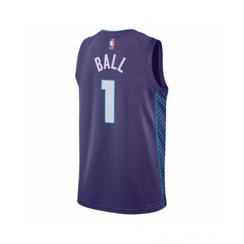 Camiseta de hombre Charlotte Hornets LaMelo Ball #1 violeta 22/23 Swingman - Edición Statement