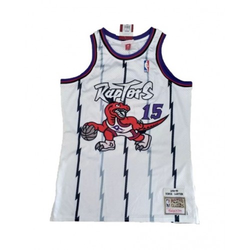 Camiseta de la NBA para hombre de los Toronto Raptors Carter #15 Mitchell & Ness, blanca, 1998/99, Swingman