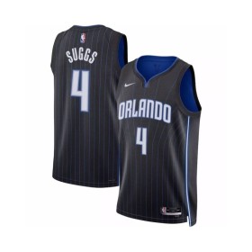 Camiseta Nike negra Jalen Suggs #4 2022/23 Swingman de Orlando Magic para hombre - Edición Icon